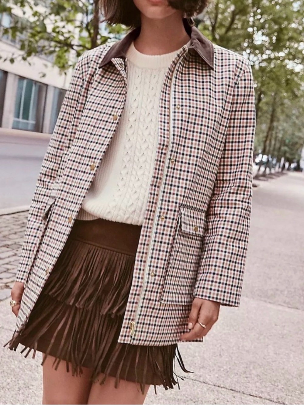 LOFT Brown Fringed Suede Mini Skirt - Picture 4 of 5